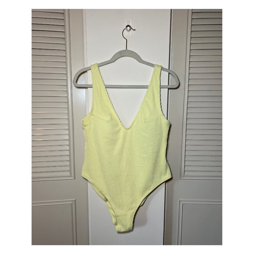 Yellow H&M One-Piece Scoop Neck Bathing Suit | Size Large